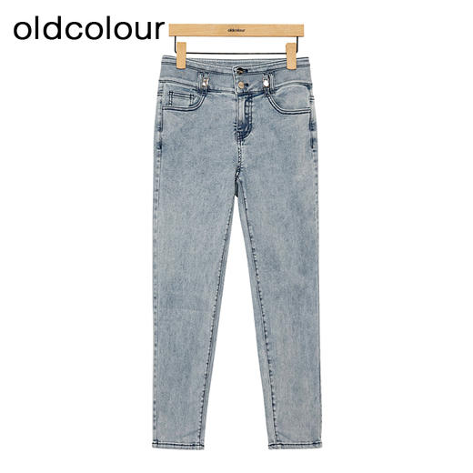 oldcolour水洗牛仔裤春季新款高腰复古修身小脚铅笔裤女P11113107 商品图0