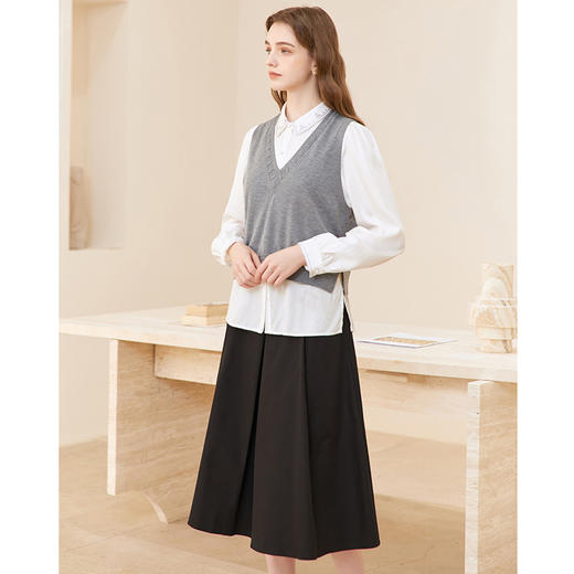 Famecoco范可儿v领无袖针织马甲背心女叠穿套头马夹FAC1CA021 商品图2