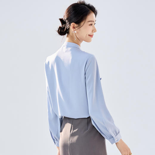 【荷叶边设计】罗蒙女士长袖衬衫纯色优雅清新日常职场舒适衬衫女 商品图5