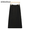 oldcolour黑色半身裙春季新款高腰复古A字显瘦中长裙女P11064408 商品缩略图1