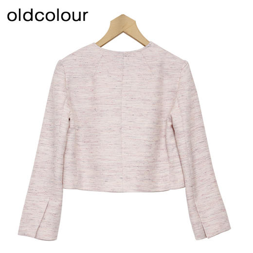 oldcolour小香风外套春季新款直筒通勤OL圆领短款上衣女P12041232 商品图2