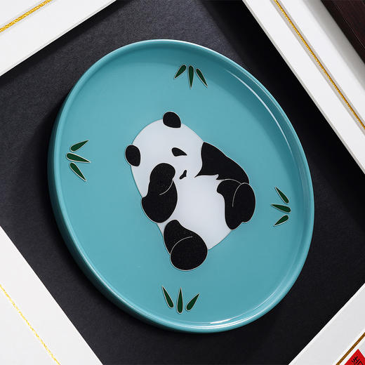 子佩集纯手工制作熊猫系列银花丝珐琅掐丝挂画(含框 手工定制预售 20天出货)大师工坊原创设计2403 商品图2