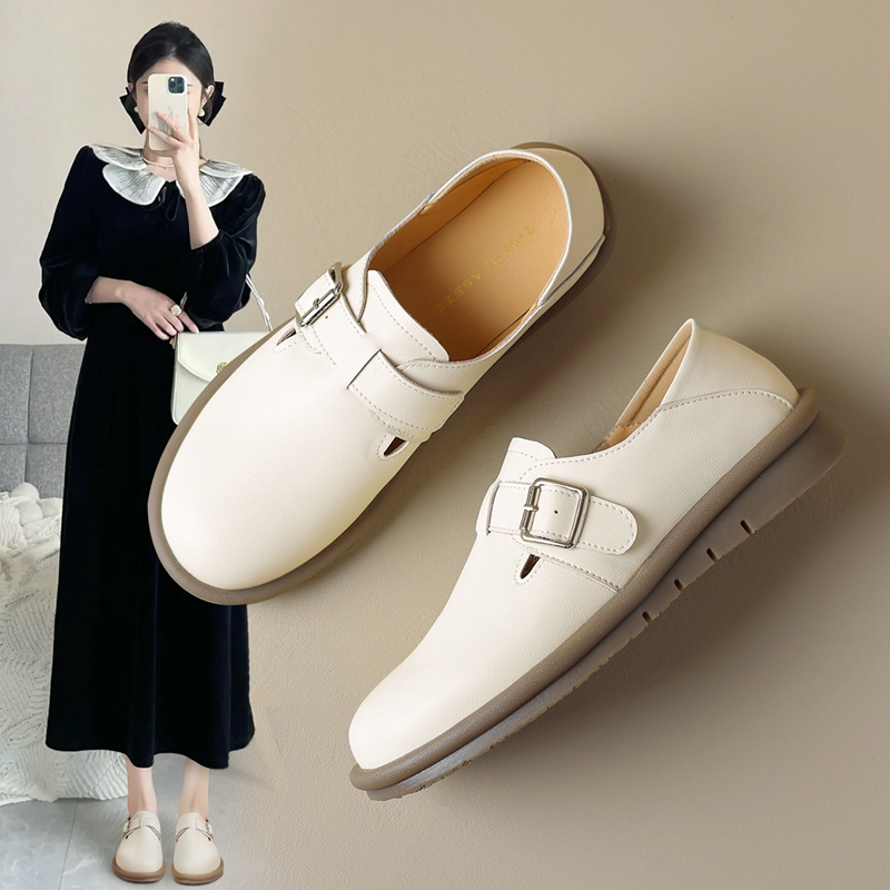 ZHR则则休闲单鞋女2024新款百搭英伦小皮鞋子一脚蹬懒人鞋女鞋子