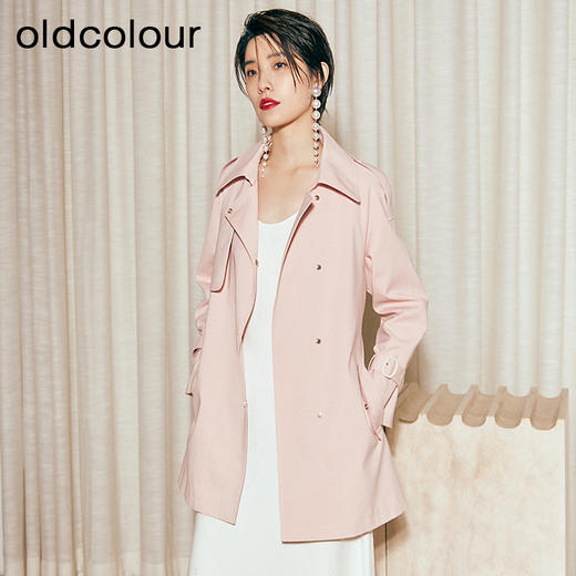 oldcolour2023春季新款百搭气质简约宽松通勤风衣外套女P12047293 商品图0
