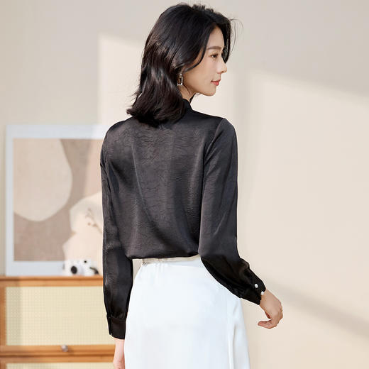 【知性优雅】罗蒙女士长袖衬衫圆领简约舒适百搭商务衬衫女 商品图6