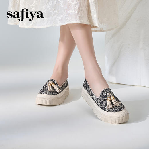Safiya/索菲娅2024春新款流苏复古百搭厚底懒人休闲渔夫鞋 SF41112057 商品图7