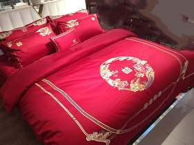 西施蚕娘婚庆红套件系列百年好合四件套