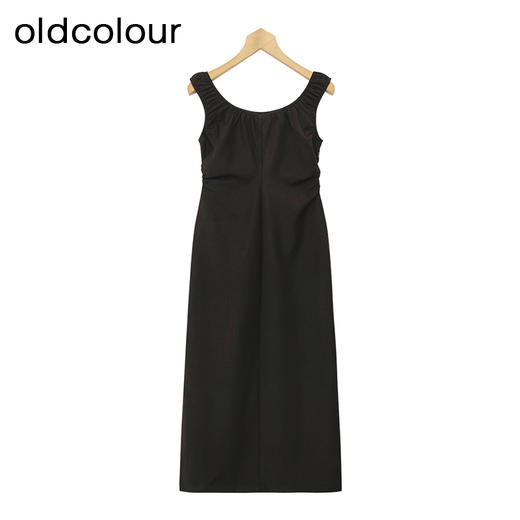 oldcolour黑色吊带连衣裙春季新款简约气质收腰无袖长裙P12104235 商品图1