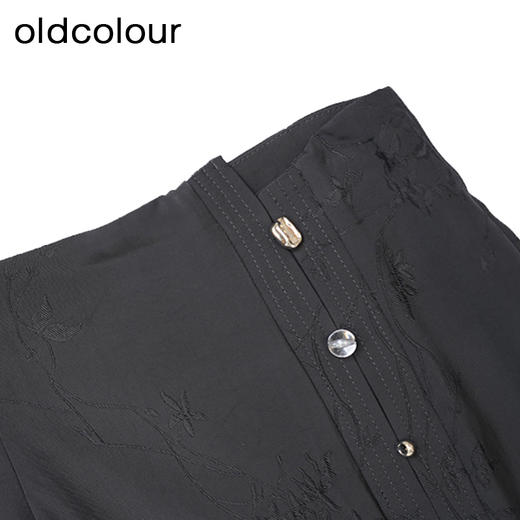 oldcolour纯色高腰半身裙春季新款设计感直筒中长裙女HP15063215 商品图4