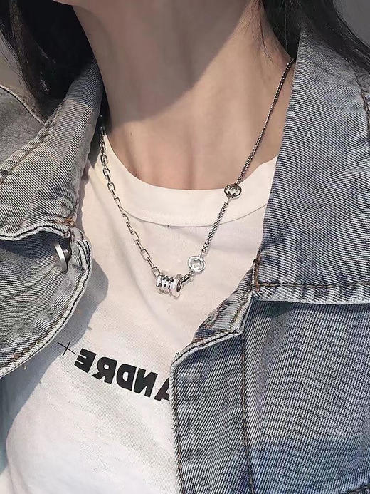 【E选好物】银饰双G滚筒项链S925-E21091005 商品图1