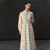 Famecoco复古浪漫绣花立领长裙女款长袖高腰连衣裙FAC1FA040 商品缩略图0