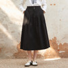 Famecoco范可儿松紧腰a字伞裙女士纯棉长款半身裙FAC1HA031 商品缩略图3