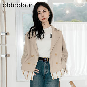 oldcolour短款风衣外套2023春季文艺气质休闲上衣女GP11047602
