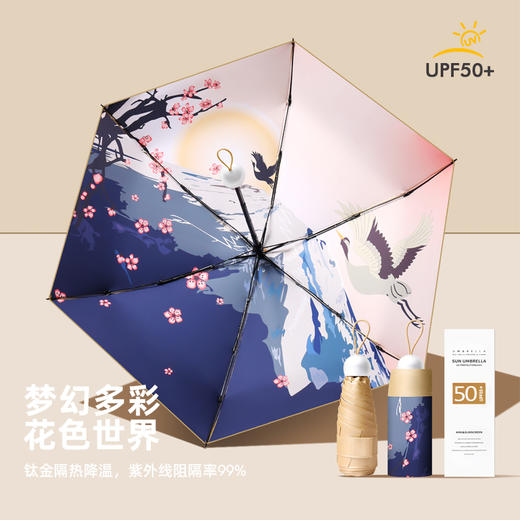 【梦幻多彩 花色世界】AVRNA圆柄晴雨金伞 钛金隔热降温 UPF50+ 轻小便携 晴雨两用 高清环保工艺图染 图案清晰 色彩艳丽 商品图2