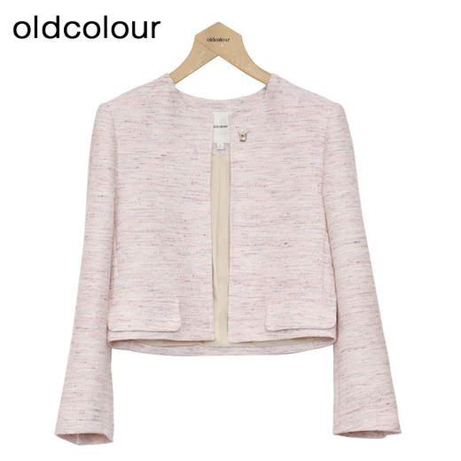 oldcolour小香风外套春季新款直筒通勤OL圆领短款上衣女P12041232 商品图3