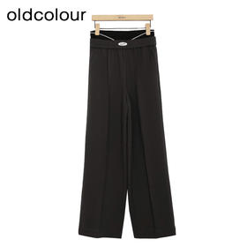 oldcolour纯色休闲裤春季新款高腰松紧阔腿运动长裤女P12073248