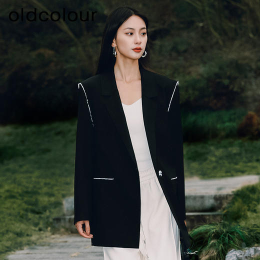 oldcolour西装外套2023春季新款高级感休闲中长款西服女P12048219 商品图0