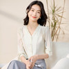 【舒适百搭】罗蒙女士长袖衬衫V领花边领简约清新系扣衬衫女 商品缩略图3