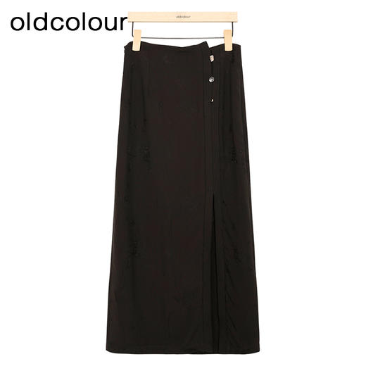 oldcolour纯色高腰半身裙春季新款设计感直筒中长裙女HP15063215 商品图2