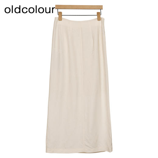 oldcolour纯色高腰半身裙春季新款设计感直筒中长裙女HP15063215 商品图1