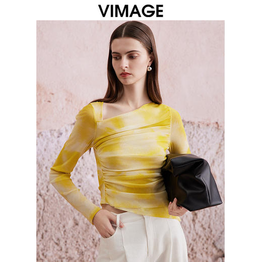 VIMAGE纬漫纪春季新款设计感小众修身气质小上衣V2113710 商品图1