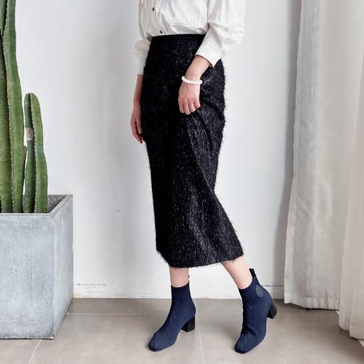 2024新款气质百搭高级感竖纹金葱亮片铅笔裙简约直筒开叉半身裙 商品图1