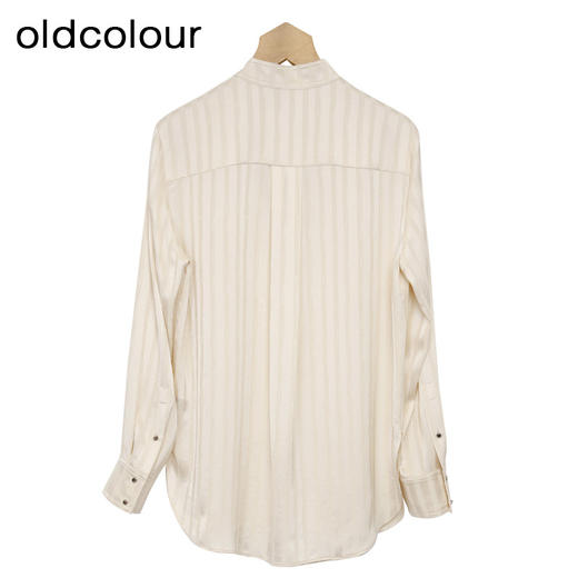 oldcolour条纹衬衫春季新款休闲通勤立领长袖上衣女HP15013509 商品图1