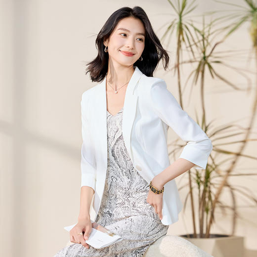 【知性优雅】罗蒙女士西服简约七分袖潮流百搭舒适西服外套女 商品图3