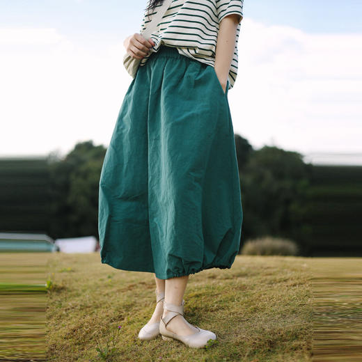 绽放107朵/【青山係·灯笼裙】高精密酵素亚麻棉文艺花苞裙半身裙 商品图1