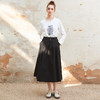 Famecoco范可儿松紧腰a字伞裙女士纯棉长款半身裙FAC1HA031 商品缩略图4