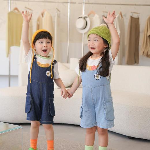 儿童背带裤夏季薄款男童天丝软牛仔裤小童卡通裤子夏装女童吊带裤 商品图3