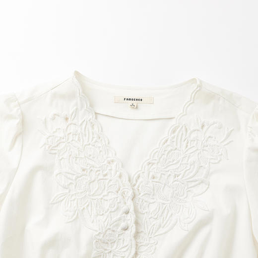 famecoco范可儿优雅v领提花连衣裙长款女设计感长裙FAC1FA020 商品图3