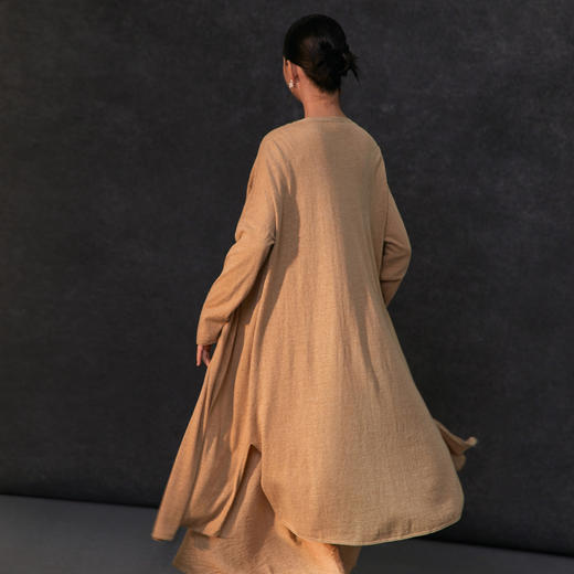 famecoco范可儿棉麻混纺毛衣开衫长款女士长袖针织衫FAC1DF002 商品图2