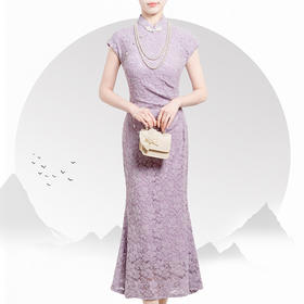 新中式年轻款气质少女，小清新鱼尾改良小个子旗袍连衣裙KK1027