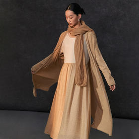 famecoco范可儿棉麻混纺毛衣开衫长款女士长袖针织衫FAC1DF002