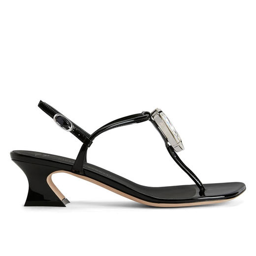 Giuseppe Zanotti 女士签名徽标中跟夹趾凉鞋 黑色 E400027004 商品图0