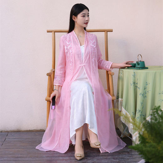 中式绣花外披天丝提花茶服仙气禅服FL6087 商品图2