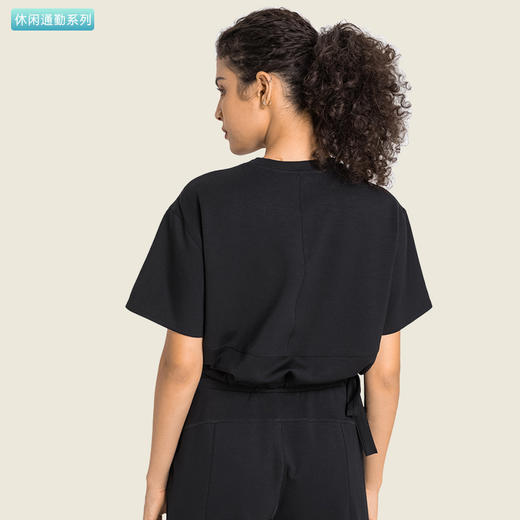 【人造棉】侧抽绳圆领短袖 短款上衣 商品图3