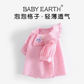 女童衬衫夏季短袖娃娃衣宝宝韩版上衣小童格子衫薄款儿童娃娃衫夏