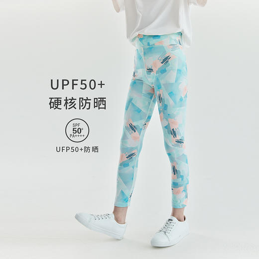 cicochild夏季新款印花瑜伽裤女童户外慢跑裤UPF50+凉感防晒裤 商品图2