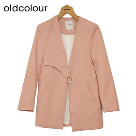 oldcolour粉色休闲西装春季新款设计感通勤简约外套女P12048503