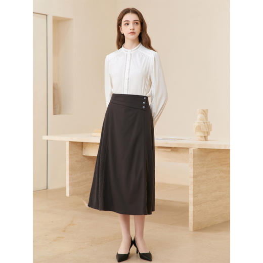 Famecoco范可儿小众a字半身裙长款女通勤优雅一步裙 商品图3