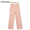 oldcolour高腰牛仔裤春季新款复古破洞气质阔腿长裤女P12113266 商品缩略图2