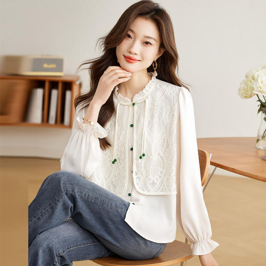 新中式国风衬衫，重工盘扣长袖衬衣CC-QL-S6675 商品图0