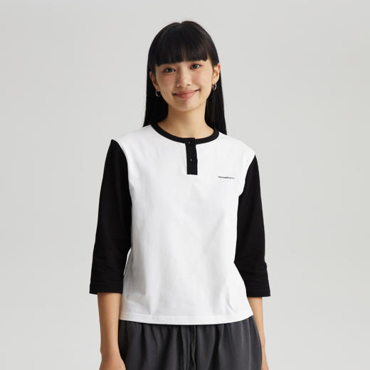 WassupHouse 女款半开襟七分袖T恤 商品图4