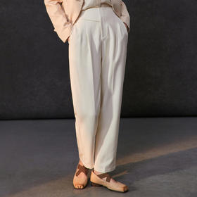 Famecoco范可儿优雅垂感TR直筒西装裤女士纯色长裤子