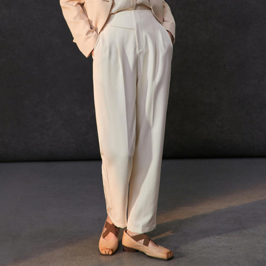 Famecoco范可儿优雅垂感TR直筒西装裤女士纯色长裤子 商品图0