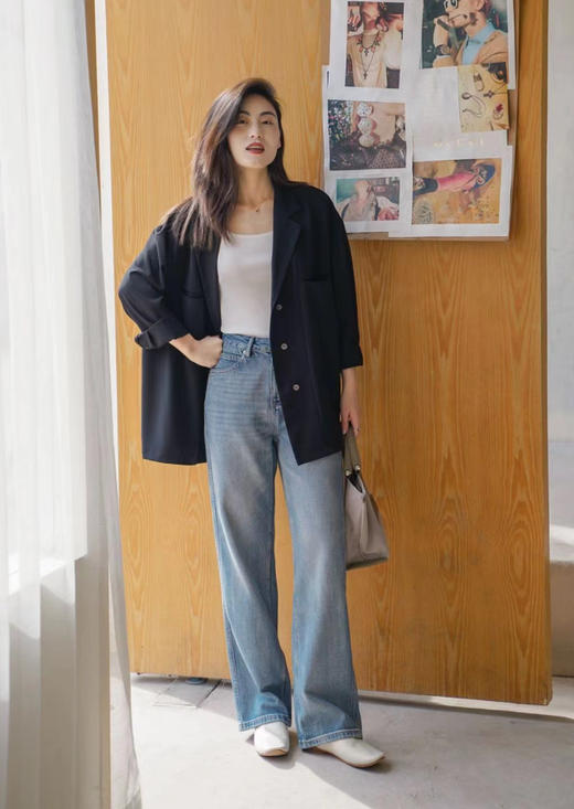 老米优品/bi须夸一夸的汉麻天丝牛仔裤！《宝藏款~~夏日降温拖地牛仔裤》直筒版型巨显高！复古磨白水洗蓝~~YYDS !K230731A 商品图1