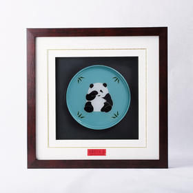 子佩集纯手工制作熊猫系列银花丝珐琅掐丝挂画(含框 手工定制预售 20天出货)大师工坊原创设计2403