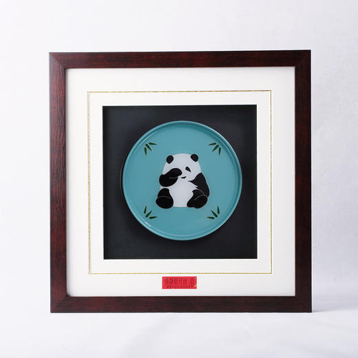 子佩集纯手工制作熊猫系列银花丝珐琅掐丝挂画(含框 手工定制预售 20天出货)大师工坊原创设计2403 商品图0